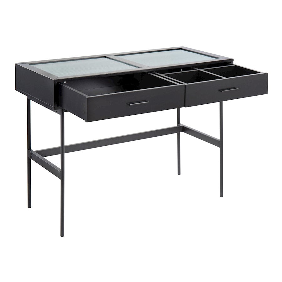 LumiSource Emery Console Table | Black Steel & Black Wood | Entryway & Living Room Storage | 43.5 x 19.75 x 31.5 in | Model TBC-EMRYBKBK