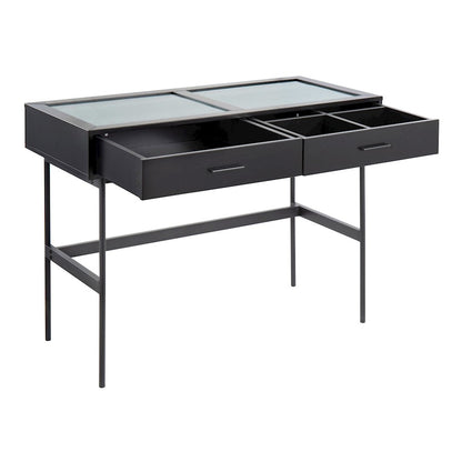LumiSource Emery Console Table | Black Steel & Black Wood | Entryway & Living Room Storage | 43.5 x 19.75 x 31.5 in | Model TBC-EMRYBKBK