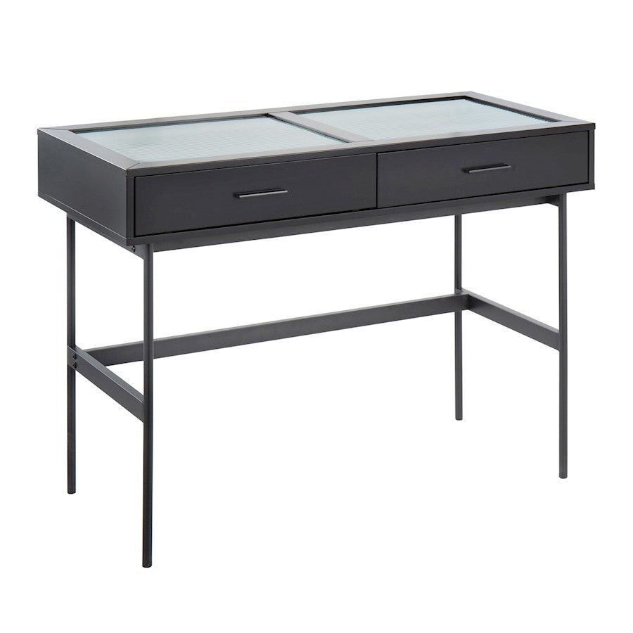 LumiSource Emery Console Table | Black Steel & Black Wood | Entryway & Living Room Storage | 43.5 x 19.75 x 31.5 in | Model TBC-EMRYBKBK