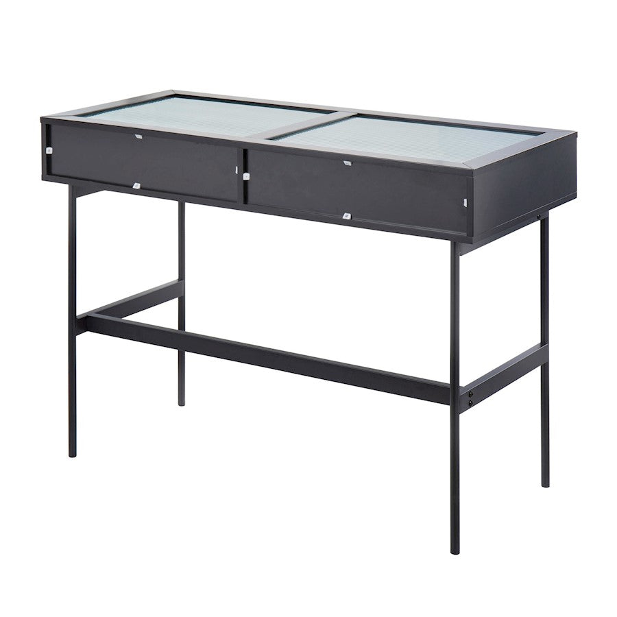 LumiSource Emery Console Table | Black Steel & Black Wood | Entryway & Living Room Storage | 43.5 x 19.75 x 31.5 in | Model TBC-EMRYBKBK