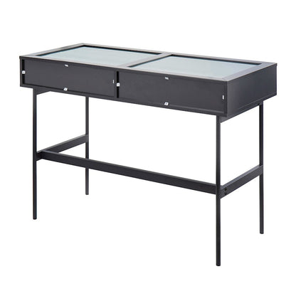 LumiSource Emery Console Table | Black Steel & Black Wood | Entryway & Living Room Storage | 43.5 x 19.75 x 31.5 in | Model TBC-EMRYBKBK