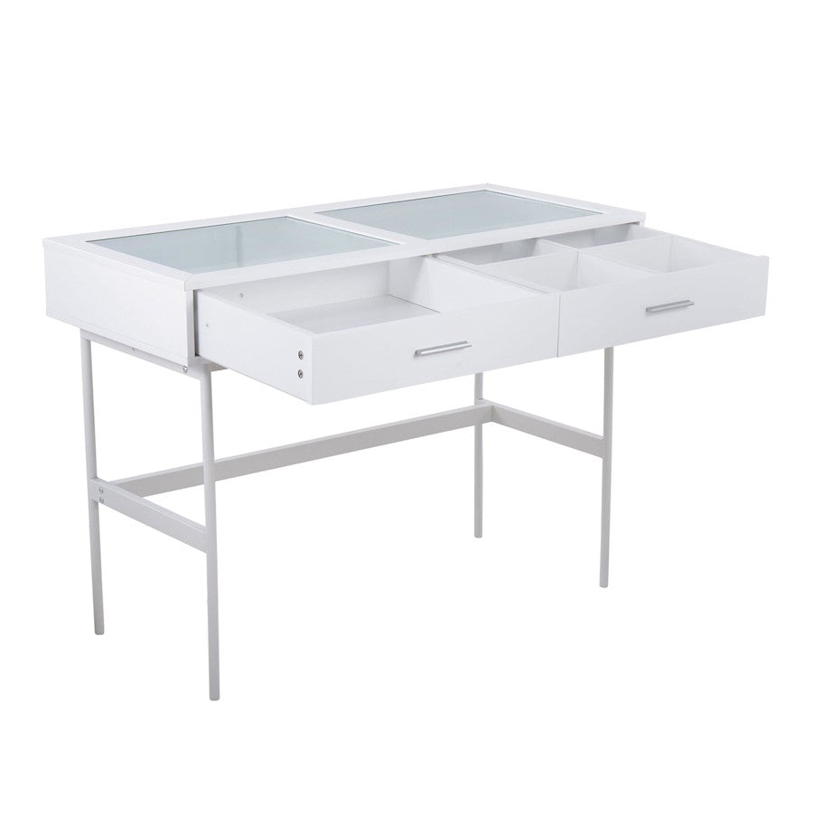 LumiSource Emery Console Table | White Steel & White Wood | Entryway & Living Room Storage | 43.5 x 19.75 x 31.5 in | Model TBC-EMRYWW