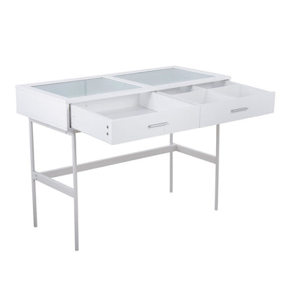 LumiSource Emery Console Table | White Steel & White Wood | Entryway & Living Room Storage | 43.5 x 19.75 x 31.5 in | Model TBC-EMRYWW