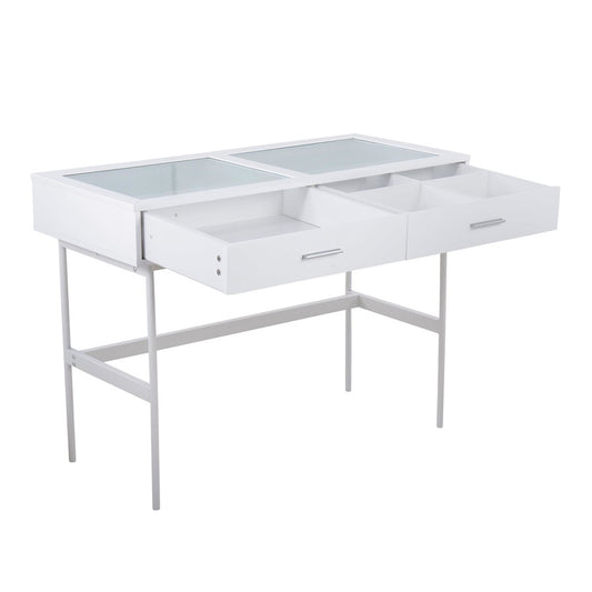 LumiSource Emery Console Table | White Steel & White Wood | Entryway & Living Room Storage | 43.5 x 19.75 x 31.5 in | Model TBC-EMRYWW