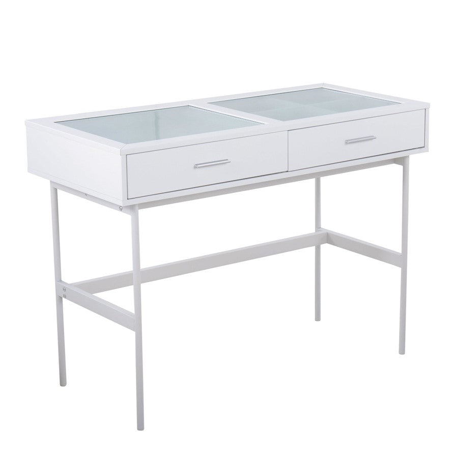 LumiSource Emery Console Table | White Steel & White Wood | Entryway & Living Room Storage | 43.5 x 19.75 x 31.5 in | Model TBC-EMRYWW