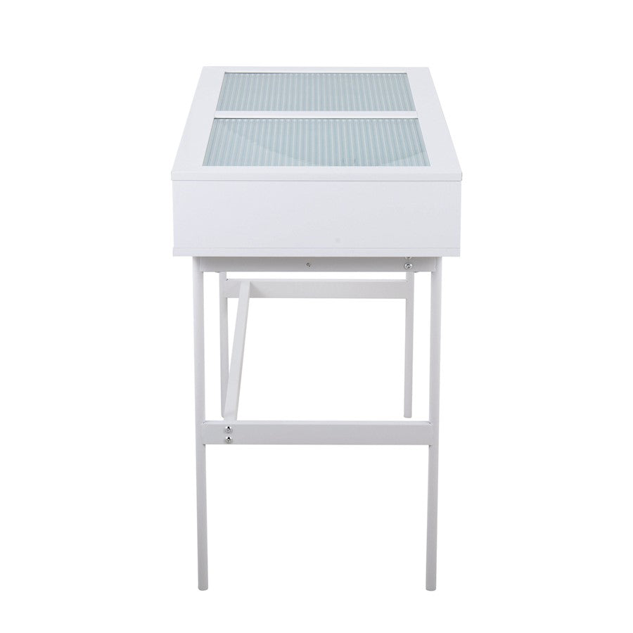 LumiSource Emery Console Table | White Steel & White Wood | Entryway & Living Room Storage | 43.5 x 19.75 x 31.5 in | Model TBC-EMRYWW