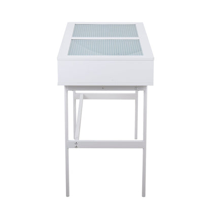 LumiSource Emery Console Table | White Steel & White Wood | Entryway & Living Room Storage | 43.5 x 19.75 x 31.5 in | Model TBC-EMRYWW