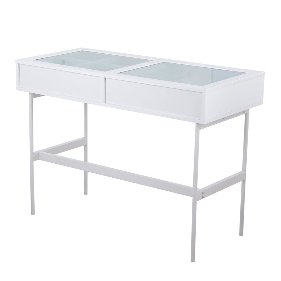 LumiSource Emery Console Table | White Steel & White Wood | Entryway & Living Room Storage | 43.5 x 19.75 x 31.5 in | Model TBC-EMRYWW