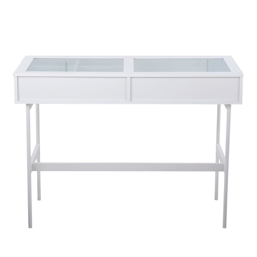 LumiSource Emery Console Table | White Steel & White Wood | Entryway & Living Room Storage | 43.5 x 19.75 x 31.5 in | Model TBC-EMRYWW