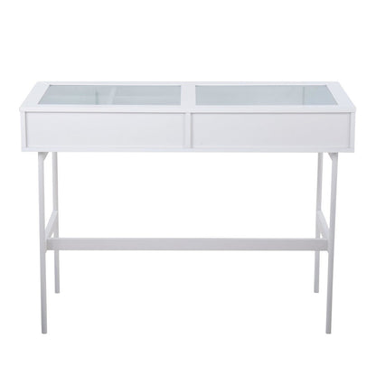 LumiSource Emery Console Table | White Steel & White Wood | Entryway & Living Room Storage | 43.5 x 19.75 x 31.5 in | Model TBC-EMRYWW
