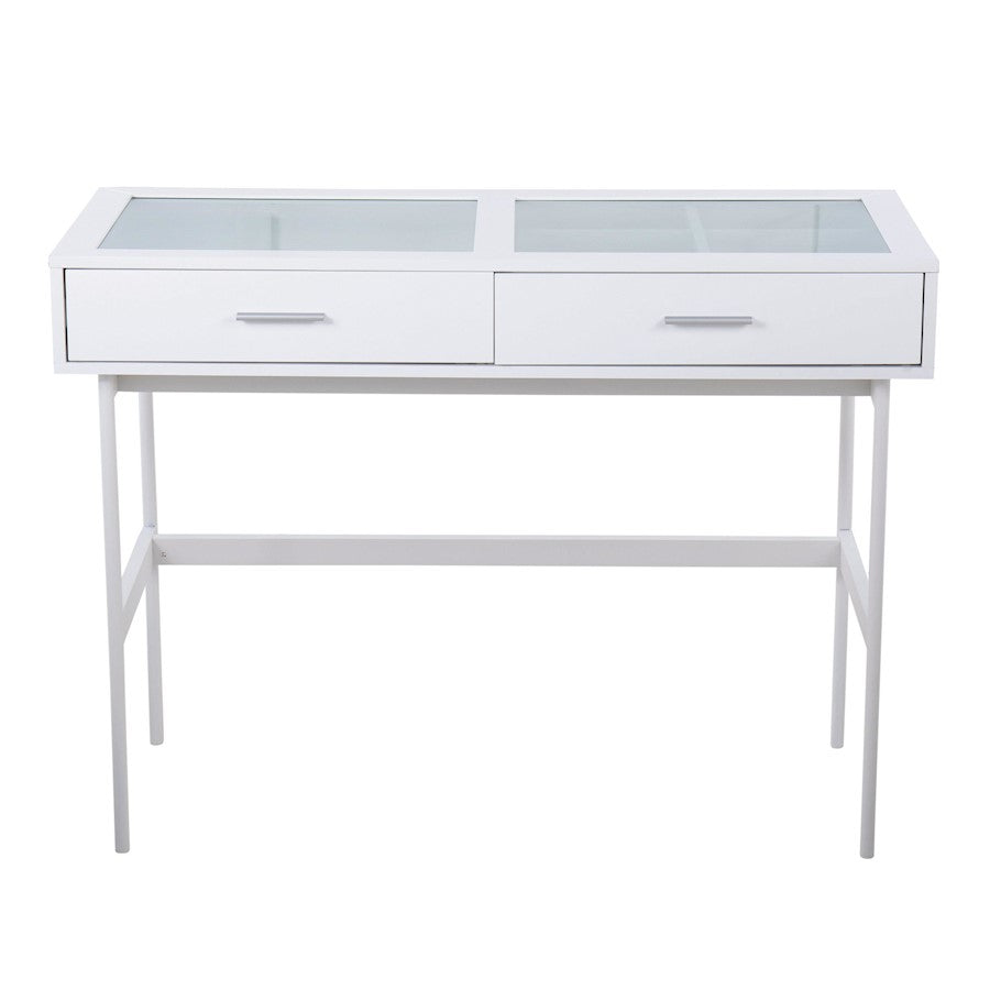 LumiSource Emery Console Table | White Steel & White Wood | Entryway & Living Room Storage | 43.5 x 19.75 x 31.5 in | Model TBC-EMRYWW