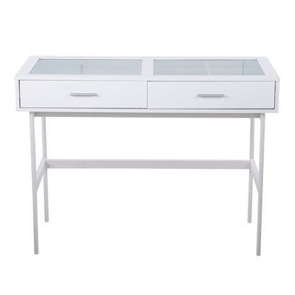 LumiSource Emery Console Table | White Steel & White Wood | Entryway & Living Room Storage | 43.5 x 19.75 x 31.5 in | Model TBC-EMRYWW