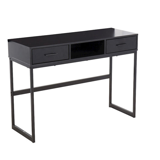 LumiSource Franklin Console Table | Black Metal & Black Wood | Entryway & Living Room Storage | 43.5 x 15.5 x 32 in | Model TBC-FRANKLINBKBK