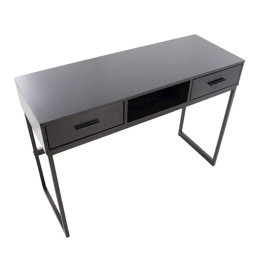 LumiSource Franklin Console Table | Black Metal & Black Wood | Entryway & Living Room Storage | 43.5 x 15.5 x 32 in | Model TBC-FRANKLINBKBK