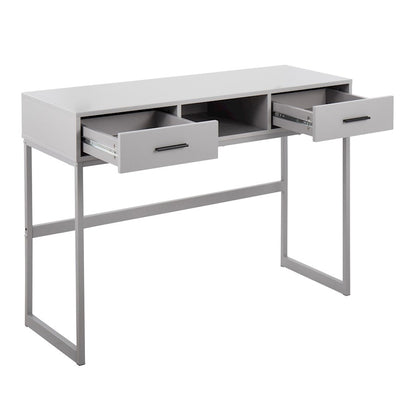 LumiSource Franklin Console Table | Grey Metal Frame with Grey Wood Top | Entryway & Living Room Accent | 44 x 16 x 32 in | Model TBC-FRANKLINGYGY
