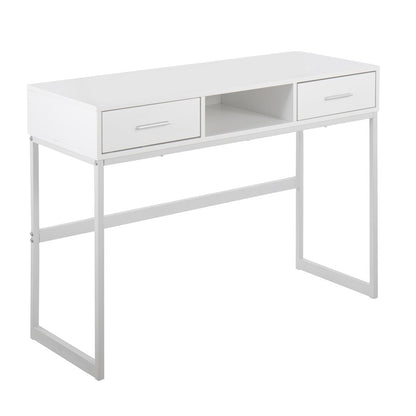 LumiSource Franklin Console Table | White Metal Frame with White Wood Top | Entryway & Living Room Accent | 44 x 16 x 32 in | Model TBC-FRANKLINWW