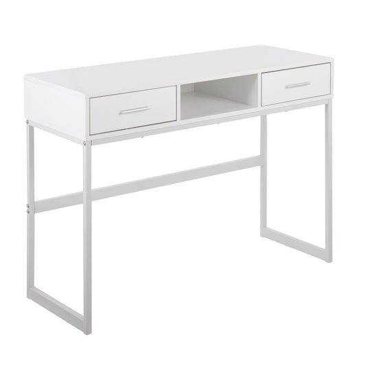 LumiSource Franklin Console Table | White Metal Frame with White Wood Top | Entryway & Living Room Accent | 44 x 16 x 32 in | Model TBC-FRANKLINWW