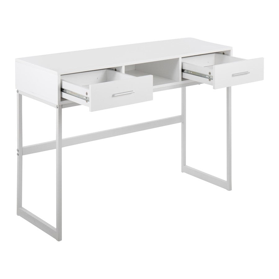 LumiSource Franklin Console Table | White Metal Frame with White Wood Top | Entryway & Living Room Accent | 44 x 16 x 32 in | Model TBC-FRANKLINWW