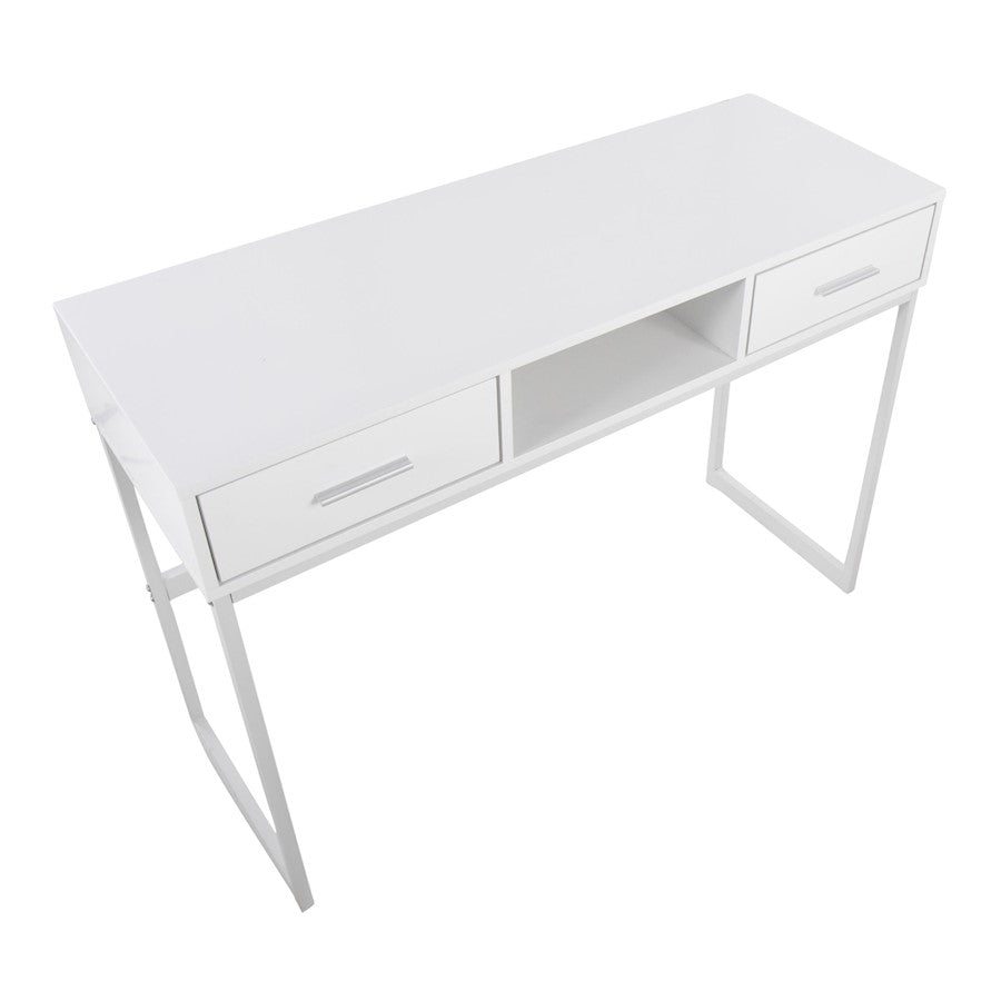 LumiSource Franklin Console Table | White Metal Frame with White Wood Top | Entryway & Living Room Accent | 44 x 16 x 32 in | Model TBC-FRANKLINWW