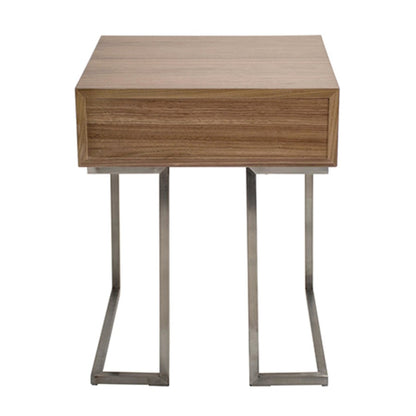 LumiSource Roman End Table / Night Stand | Walnut Wood Top with Stainless Steel Frame | Living Room & Bedroom Side Table | Model TBE-RMNWL-SS