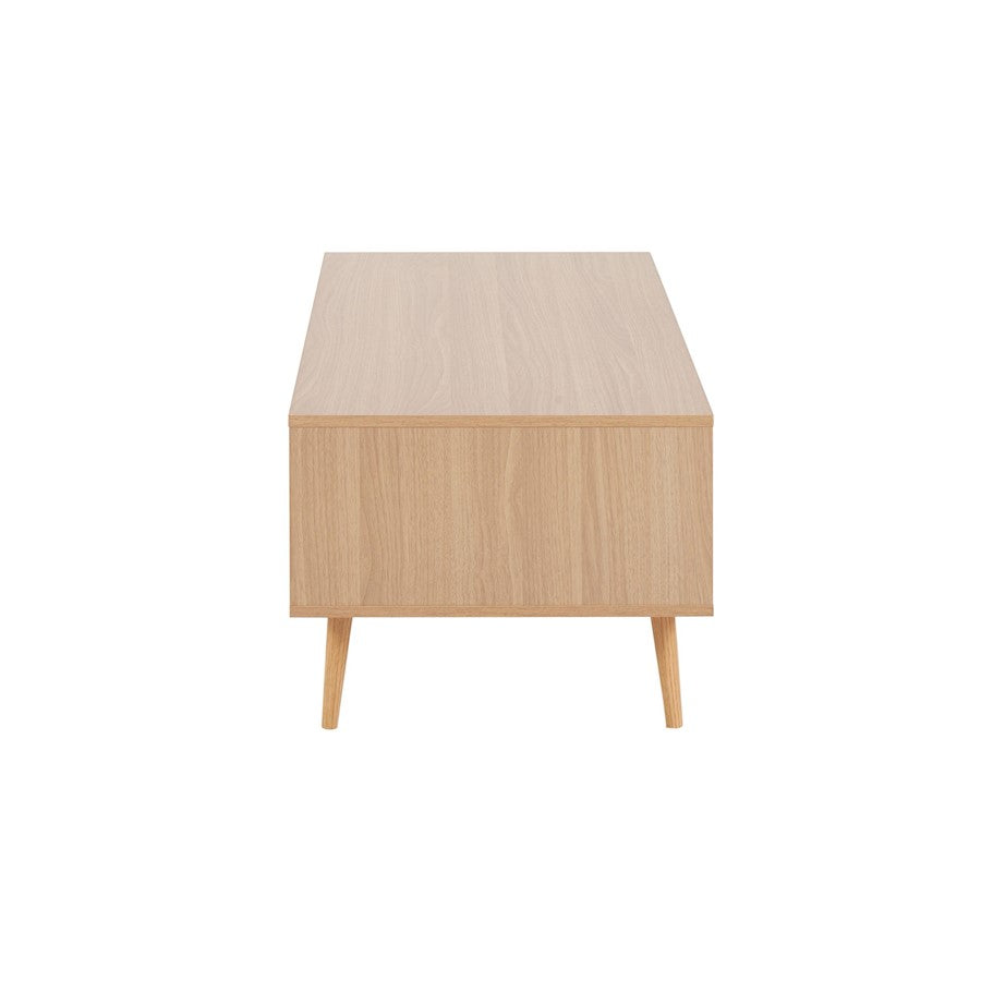LumiSource Astro Coffee Table | Contemporary Natural Wood & White Wood Drawers | Living Room Storage | 40 x 21 x 17 in | Model TC-ASTRONAW