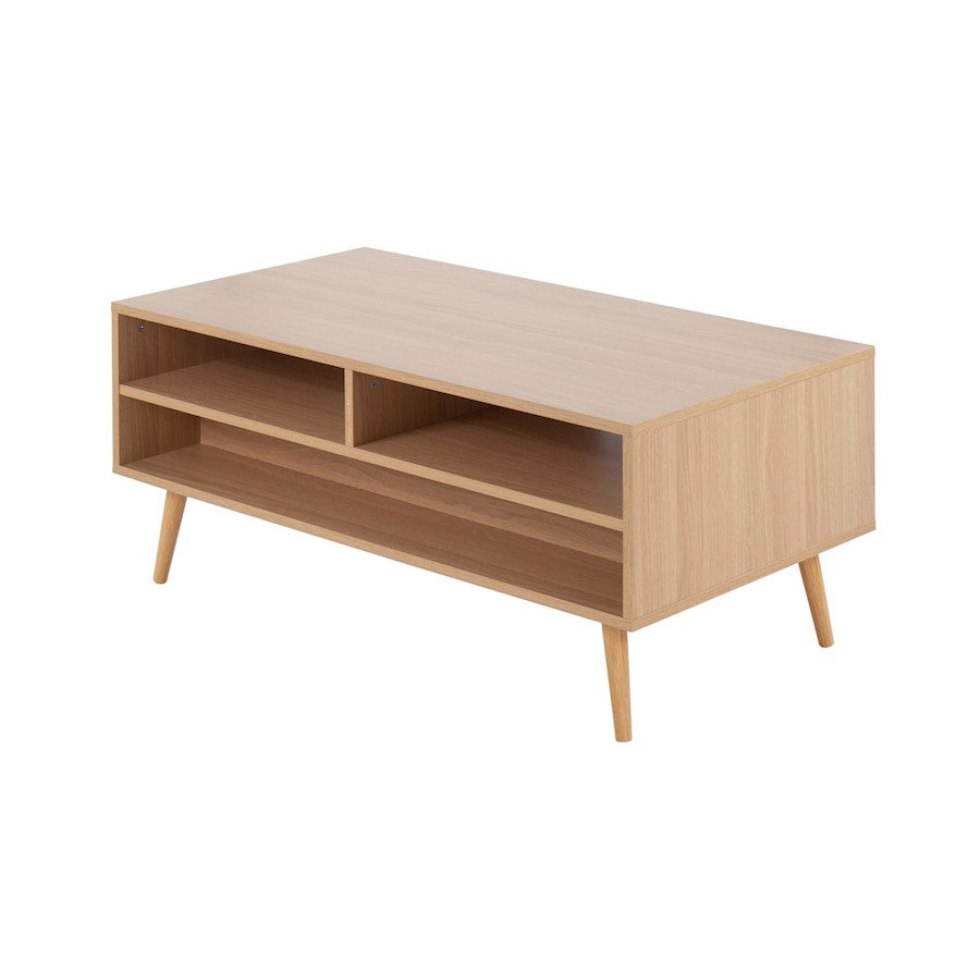LumiSource Astro Coffee Table | Contemporary Natural Wood & White Wood Drawers | Living Room Storage | 40 x 21 x 17 in | Model TC-ASTRONAW