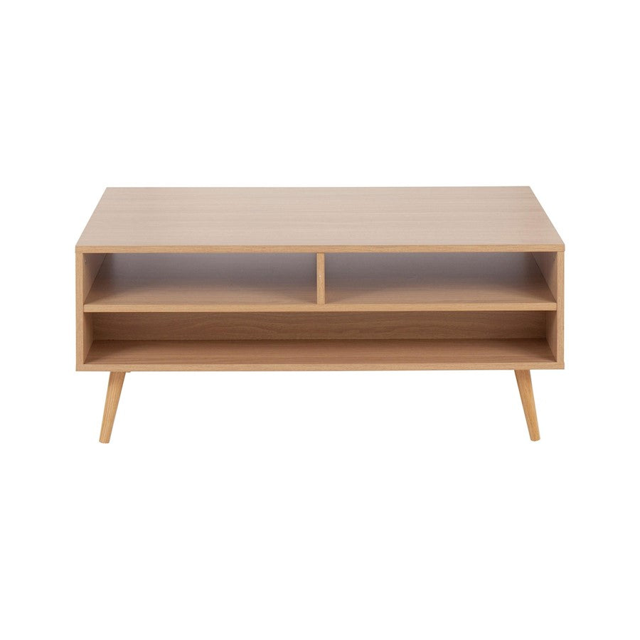 LumiSource Astro Coffee Table | Contemporary Natural Wood & White Wood Drawers | Living Room Storage | 40 x 21 x 17 in | Model TC-ASTRONAW