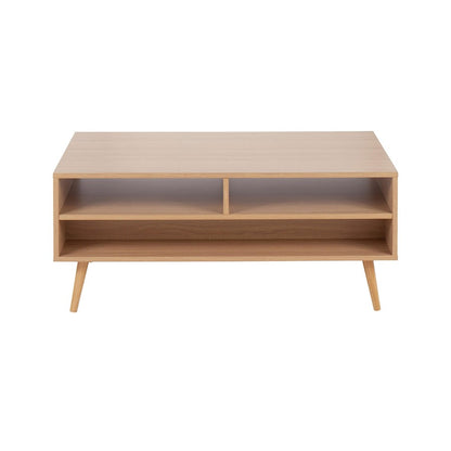 LumiSource Astro Coffee Table | Contemporary Natural Wood & White Wood Drawers | Living Room Storage | 40 x 21 x 17 in | Model TC-ASTRONAW
