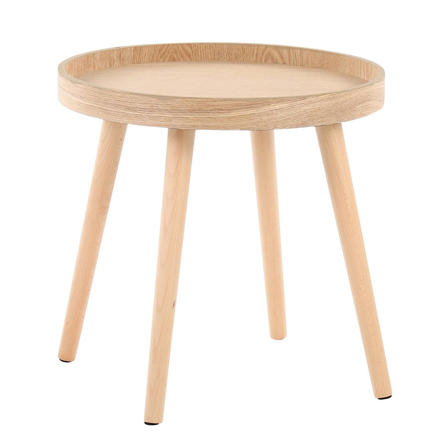 LumiSource Pebble Side Table Set of 2 | Mid-Century Natural Wood Tray Tops | Living Room & Bedroom Accent | 20 x 20 x 18 in | Model TE2-PEBBLENA