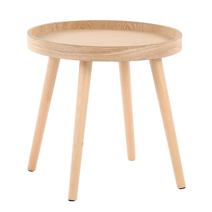 LumiSource Pebble Side Table Set of 2 | Mid-Century Natural Wood Tray Tops | Living Room & Bedroom Accent | 20 x 20 x 18 in | Model TE2-PEBBLENA