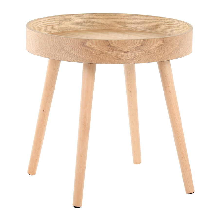 LumiSource Pebble Side Table Set of 2 | Mid-Century Natural Wood Tray Tops | Living Room & Bedroom Accent | 20 x 20 x 18 in | Model TE2-PEBBLENA