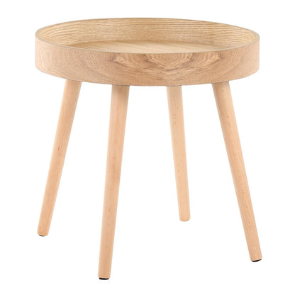LumiSource Pebble Side Table Set of 2 | Mid-Century Natural Wood Tray Tops | Living Room & Bedroom Accent | 20 x 20 x 18 in | Model TE2-PEBBLENA