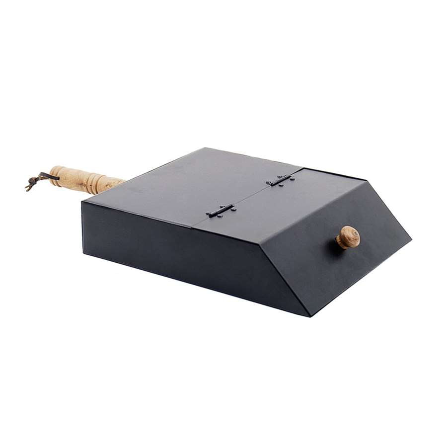 Minuteman International No Mess Ash Box 18 x 10 x 2.5 in | Wrought Iron Powder Coated Black | Indoor & Outdoor Fireplace Ash Scoop | Model AB-01