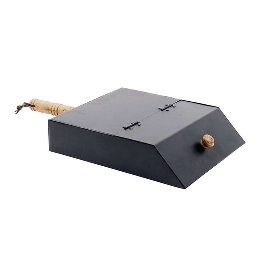 Minuteman International No Mess Ash Box 18 x 10 x 2.5 in | Wrought Iron Powder Coated Black | Indoor & Outdoor Fireplace Ash Scoop | Model AB-01