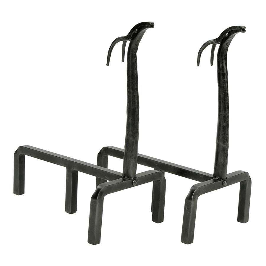 Minuteman International Deer Andirons | Wrought Iron Graphite Powder Coated | Indoor & Outdoor Hearth Fireplace | 9 x 15 x 18.5 in | Model AND-13