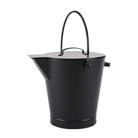 Minuteman International ASH-01 All Black Ash Bucket | Steel Powder-Coated | Fireplace & Wood Stove Ash Removal | Model ASH-01