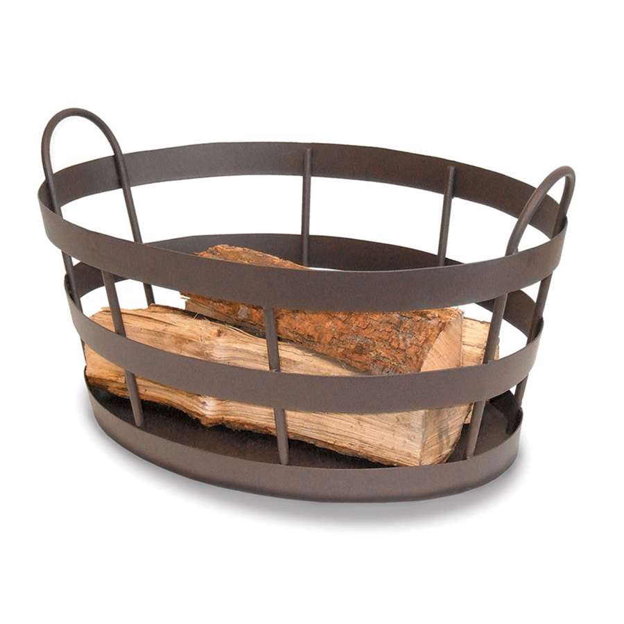 Minuteman International Shaker Log Bin | Graphite Wrought Iron | Indoor & Outdoor Firewood Storage | 23 x 13 x 12 in | Model BIN-02