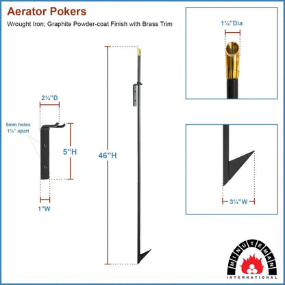 Minuteman International 49in Poker & Blow Poke | Black Wrought Iron with Brass Trim | Fireplace & Hearth Tool | 48in L | Model BP-01