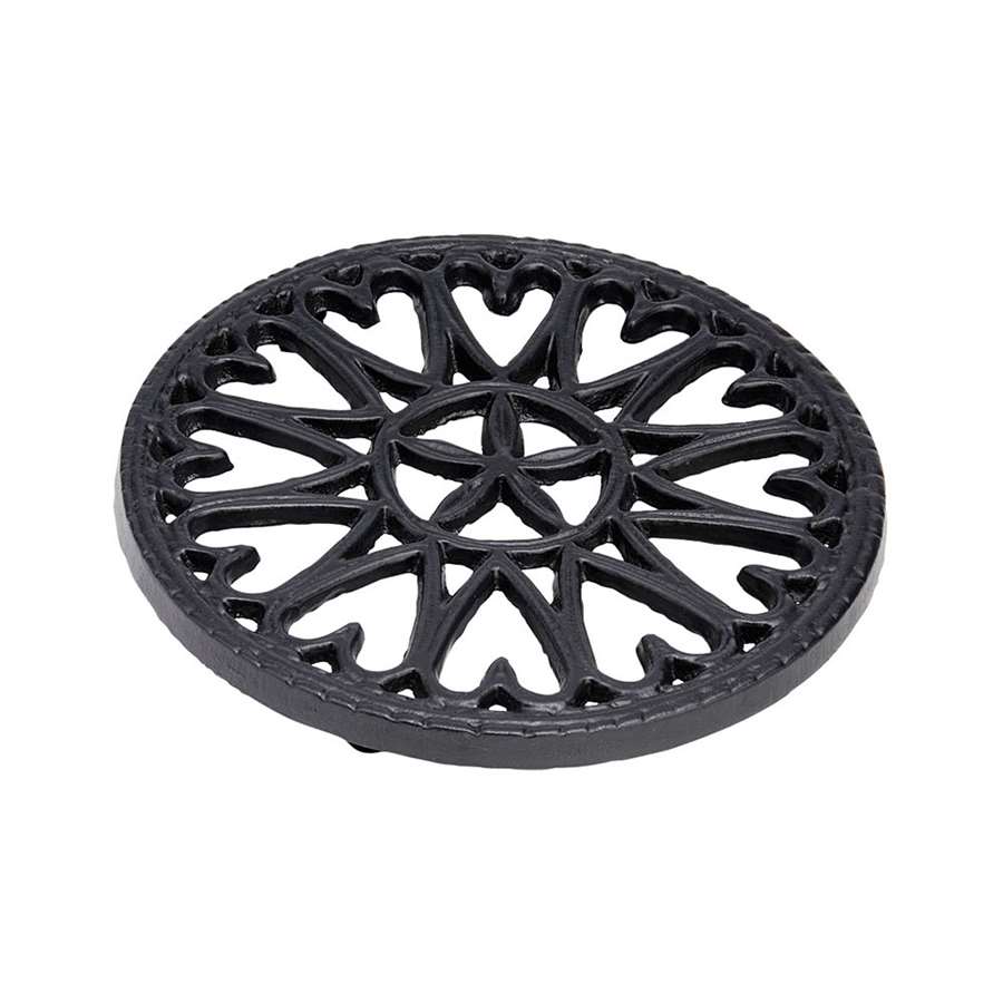 Minuteman International 7in Sunburst Cast Iron Trivet | Blue/Black Porcelain Enamel | Kitchen & Dining Room Hot Pan Protector | Model C-33BB