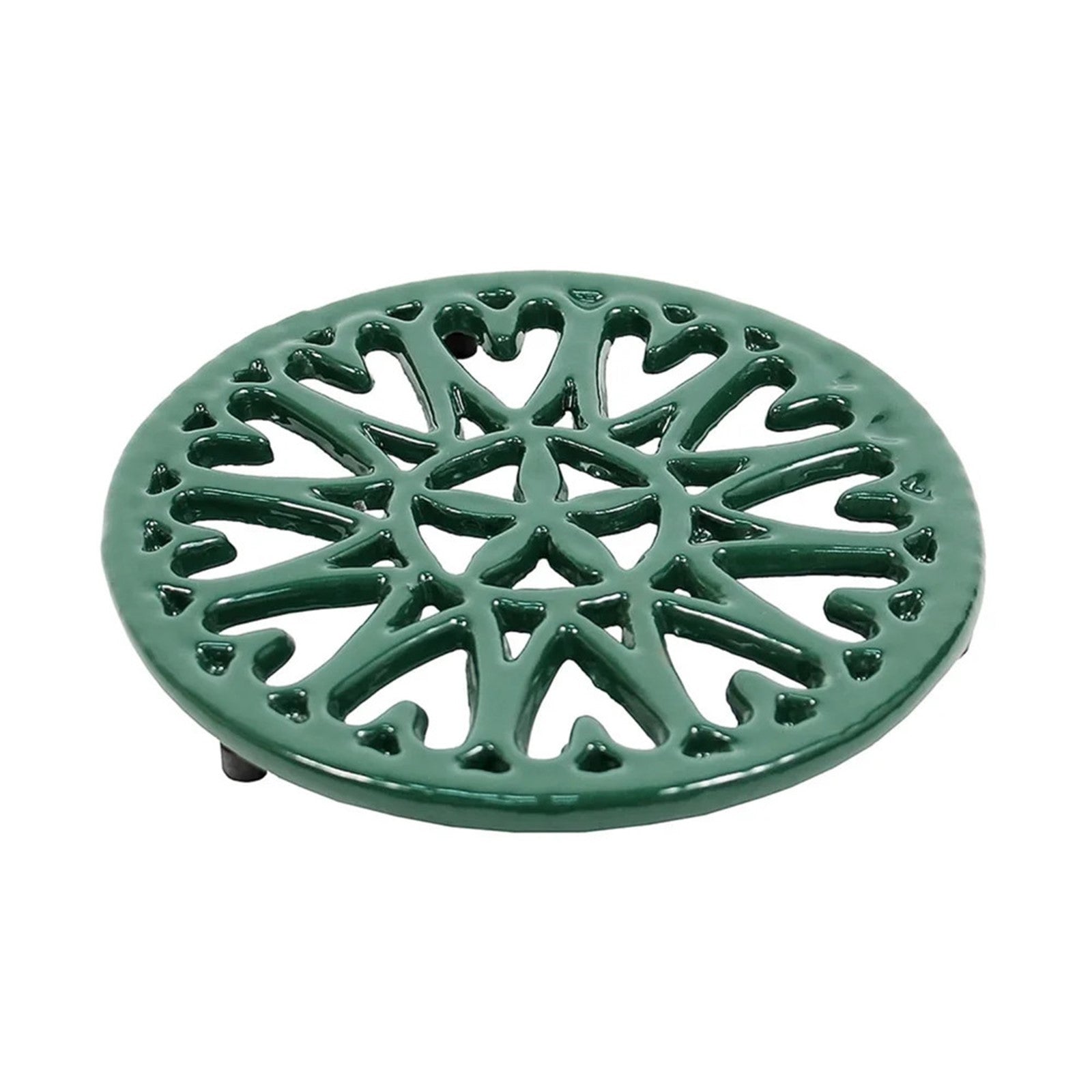 Minuteman International 7in Sunburst Cast Iron Trivet | Green Porcelain Enamel | Kitchen Counter & Stovetop Heat Protection | Model C-33GR