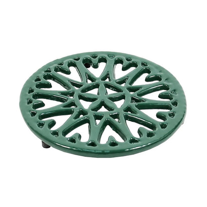 Minuteman International 7in Sunburst Cast Iron Trivet | Green Porcelain Enamel | Kitchen Counter & Stovetop Heat Protection | Model C-33GR
