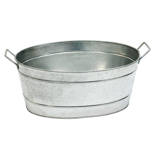 Minuteman International Galvanized Steel Tub | Oval Rustic Metal | Firewood Storage & Party Beverage Tub | 15 x 21 x 9 in | Model C-51