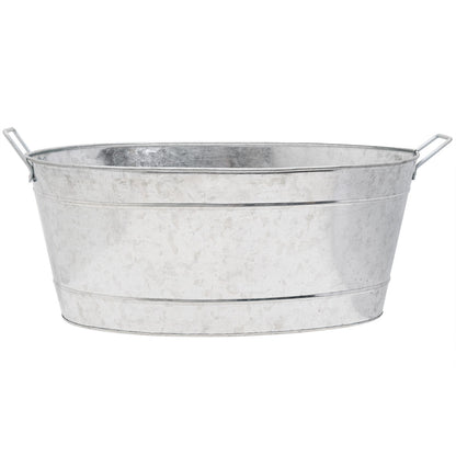 Minuteman International Galvanized Steel Tub | Oval Rustic Metal | Firewood Storage & Party Beverage Tub | 15 x 21 x 9 in | Model C-51