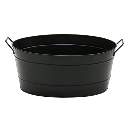 Minuteman International Oval Tub Log Carrier | Black Steel Firewood Storage | Living Room & Patio Hearth Accessory | 15 x 21 x 9 in | Model C-51BK