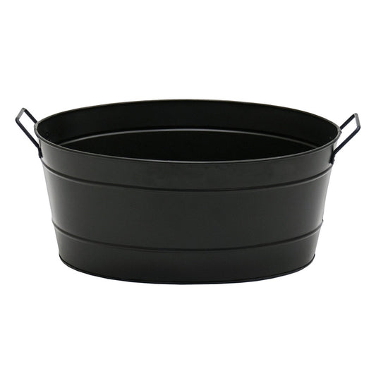 Minuteman International Oval Tub Log Carrier | Black Steel Firewood Storage | Living Room & Patio Hearth Accessory | 15 x 21 x 9 in | Model C-51BK