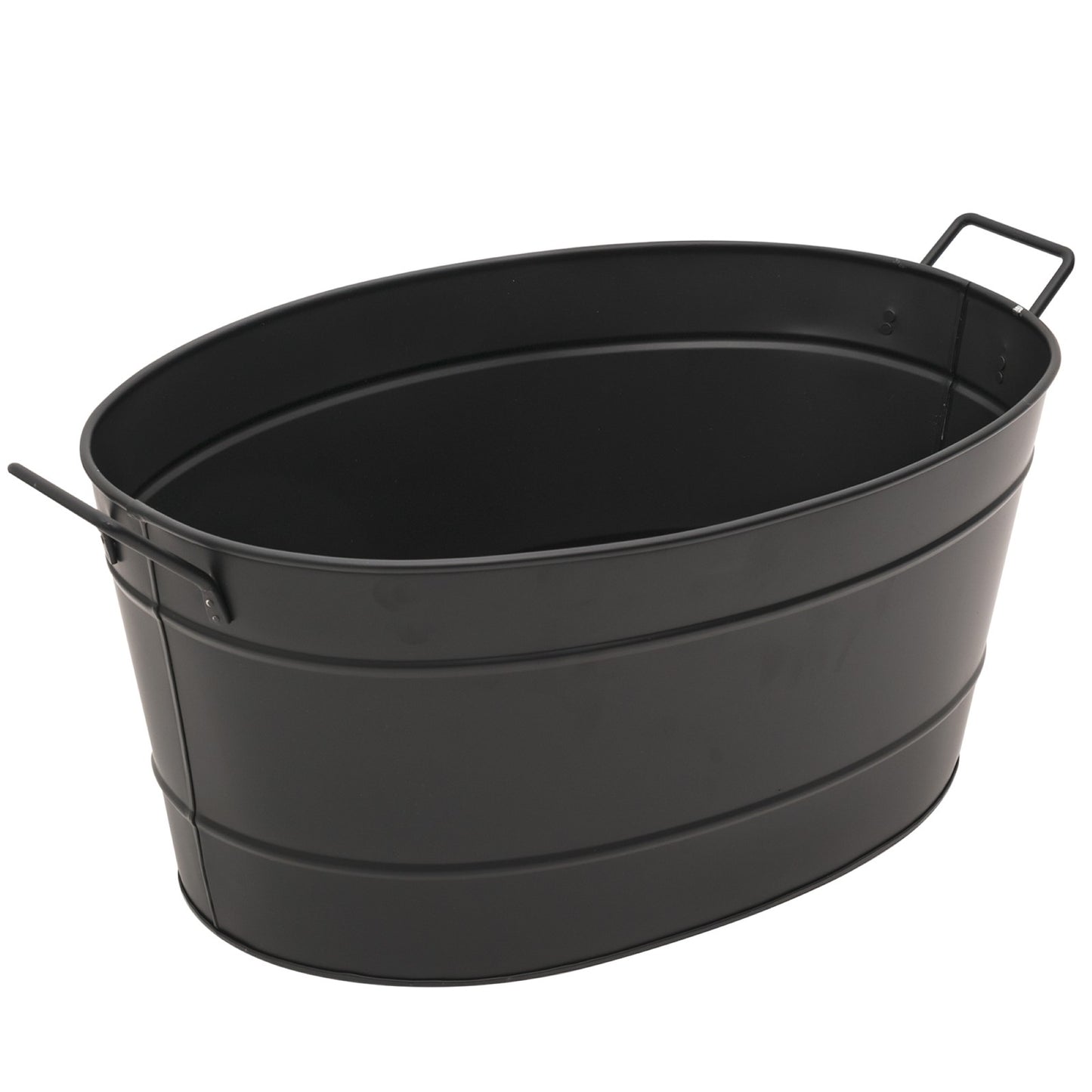 Minuteman International Oval Tub Log Carrier | Black Steel Firewood Storage | Living Room & Patio Hearth Accessory | 15 x 21 x 9 in | Model C-51BK