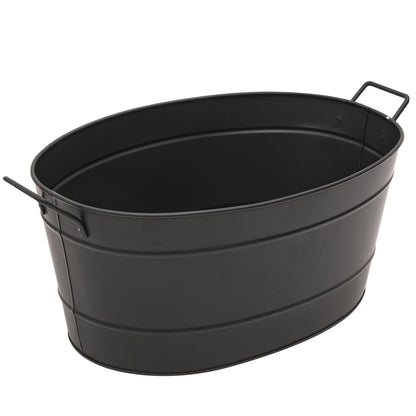 Minuteman International Oval Tub Log Carrier | Black Steel Firewood Storage | Living Room & Patio Hearth Accessory | 15 x 21 x 9 in | Model C-51BK