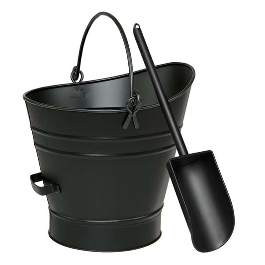 Minuteman International Coal Hod & Pellet Bucket | Industrial Iron Black Powder Coat | Hearth & Fireplace Accent | Model C-65MC