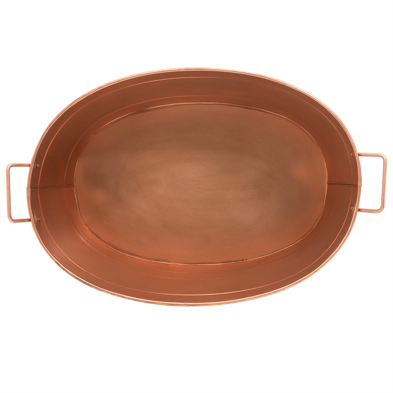 Minuteman International Oval Tub with Wrought Iron Handles | Copper Plated Steel | Firewood, Coal & Pellet Storage | 15 x 21 x 9 in | Model C-81C