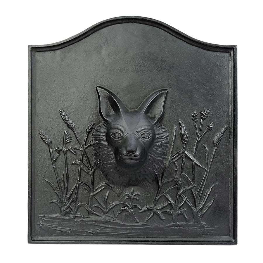 Minuteman International Fox Fireback | Cast Iron Matte Black | Fireplace Heat Reflector & Decor | 23 x 6.5 x 25 in | Model CFB-03